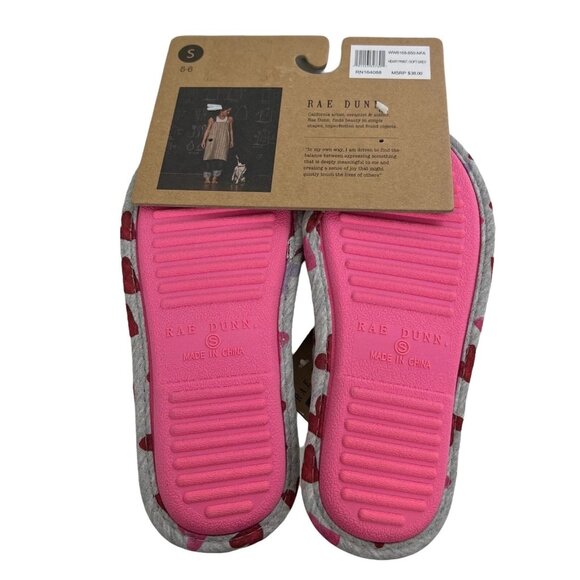Rae Dunn Women's Slippers Gray Heart Print Amor Small 5/6 & Medium 7/8 New - Picture 7 of 7